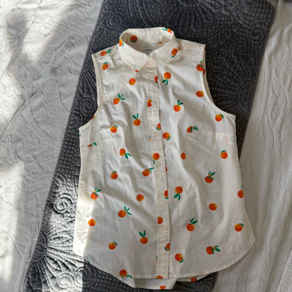 J. Crew White Oranges Top - Picture 2 of 5
